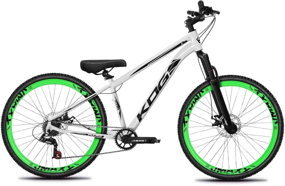 Bicicleta Aro 26 KOG 1x7 Freeride – Bike para Grau, Freeride Urbano, Suspensão 80mm, Freios a Disco, 7 Velocidades, Branco