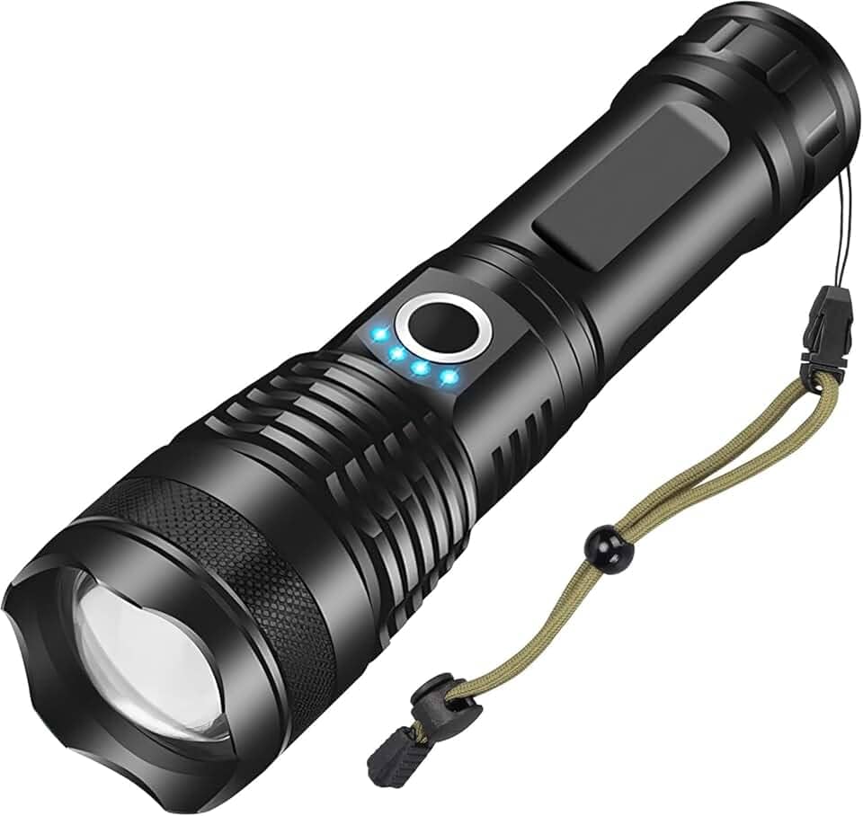 Lanterna Tática Militar T9 Ultra LED com Zoom P50 USB Recarregável para Caça, Pesca e Segurança