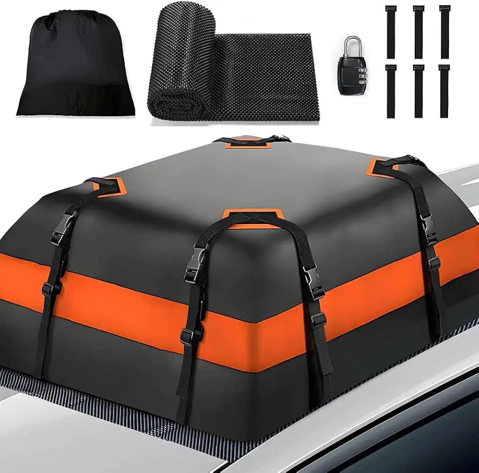 Bagageiro de Teto para Carro, Roof Rack Cargo Carrier Dobrável à Prova D'água, Cargo Box For Roof Rack Adequadas para Todos os Veículos com ou Sem Barras de Tejadilho, 425L