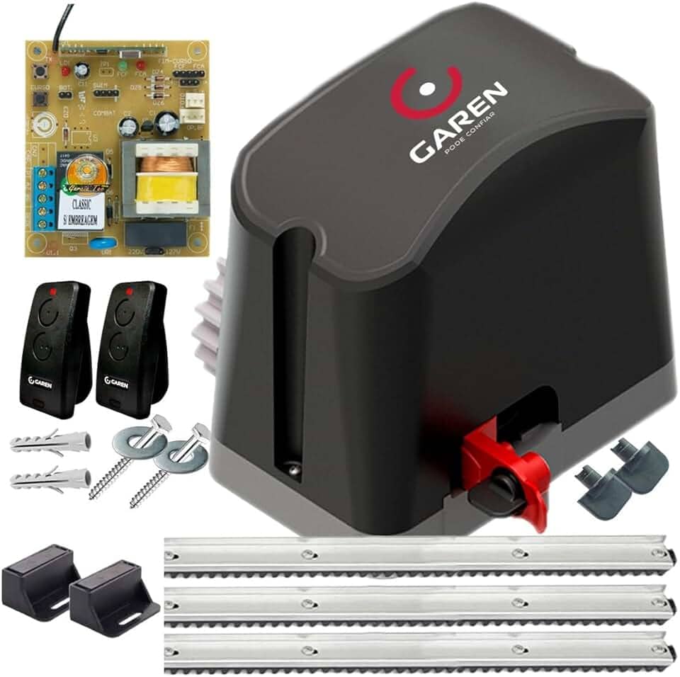 Kit Motor de Portão Deslizante De Correr Completo 2 Controles 3m Cremalheira (110, Volts)