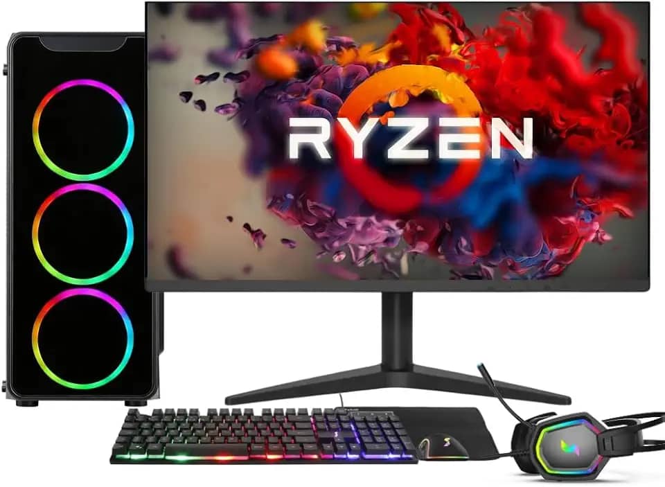 PC Gamer Completo AMD Ryzen 5 5600G, Gráficos Radeon VEGA 7, 16GB DDR4, SSD 512GB, Fonte 500W, Monitor 24' 75Hz, 3green Force - 3F-018