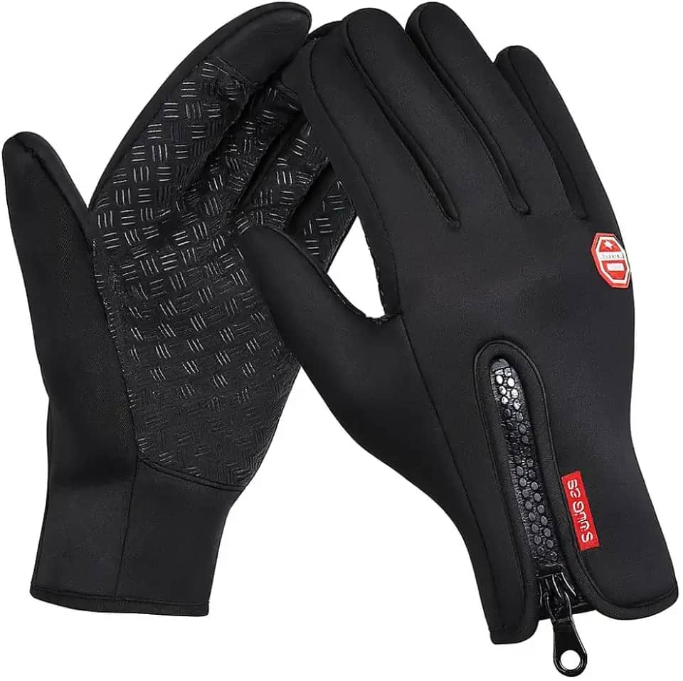 Luva Touch Para Moto, Ciclismo, Corrida Ou Caminhada | Modelo Térmico Com Forro Quente, Grip Antiderrapante E Zíper Ajustável – Proteção Contra Vento E Umidade
