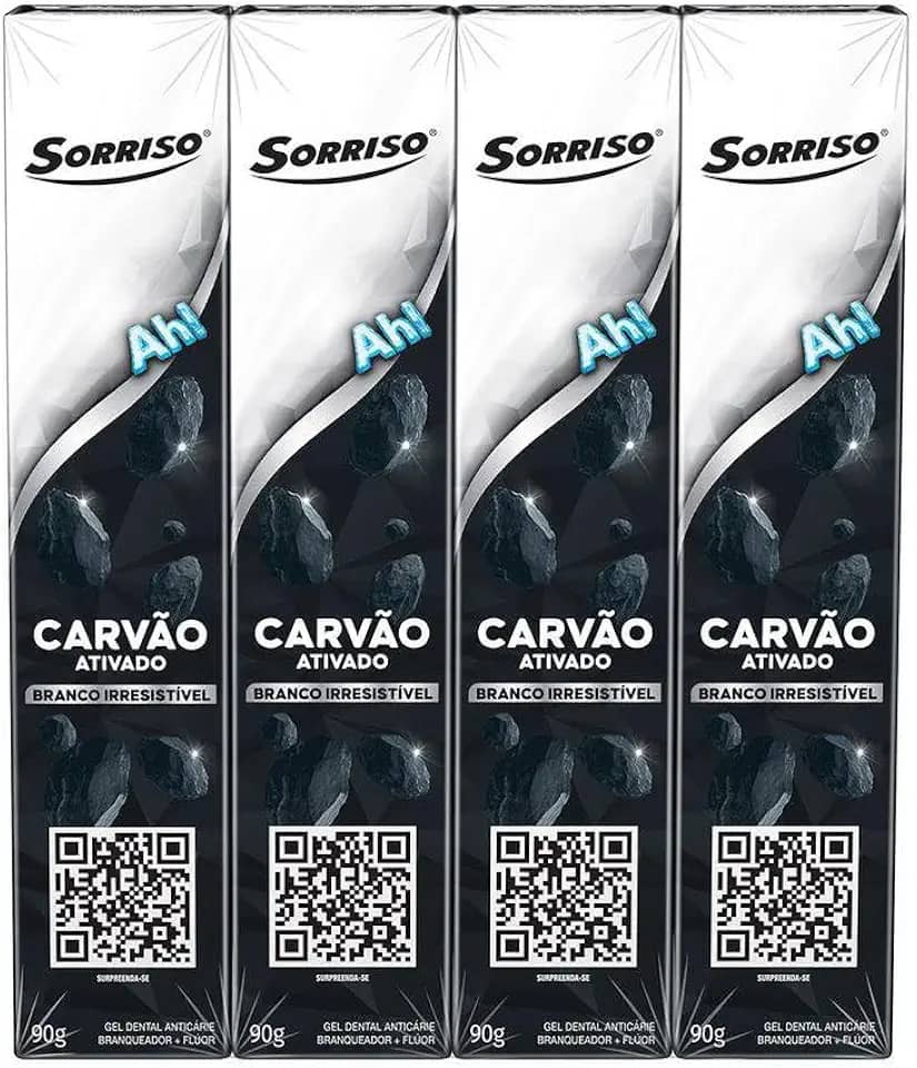 Creme Dental Sorriso Carvão Ativado 4 unidades de 90g