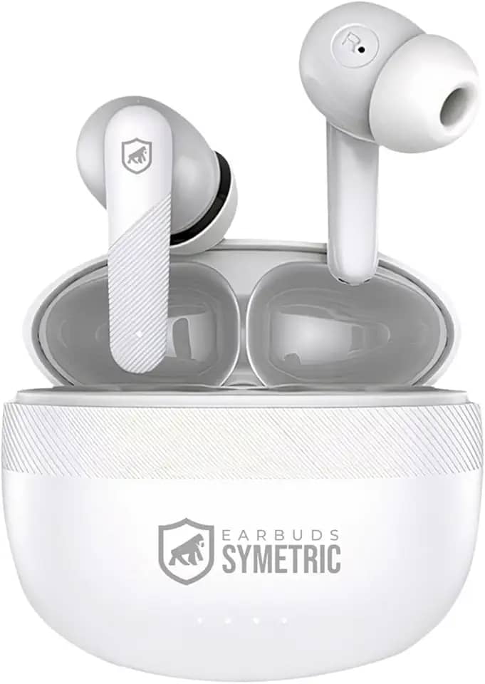 Gshield Fone de ouvido sem fio Earbuds Symetric Bluetooth 5.3 com Som Imersivo, Microfone Integrado, Resistente A Água IPX4, Cancelamento De Ruído Ativo (Branco)