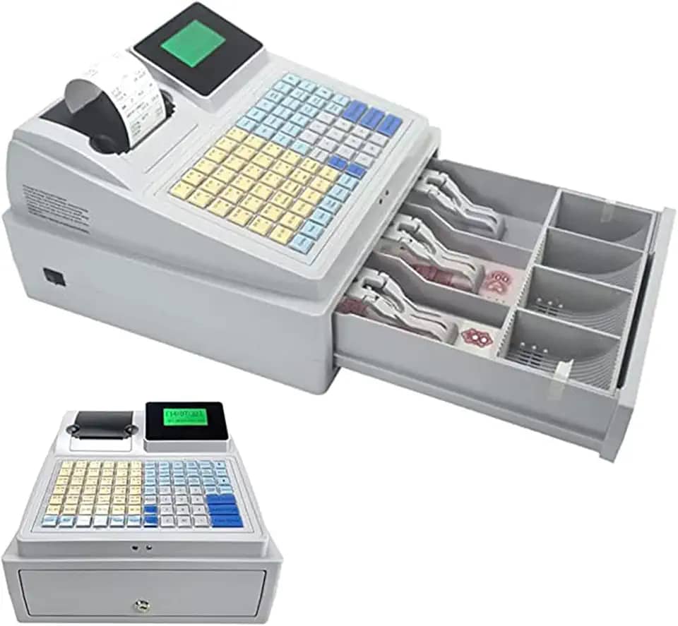 Caixa Registradora Com Caixa De Dinheiro, Caixa Registradora Eletrônica 81 Teclas Levantadas Teclado, 8 Display Led Digital, Para Restaurante Supermercado, Mercearia, Conveniência