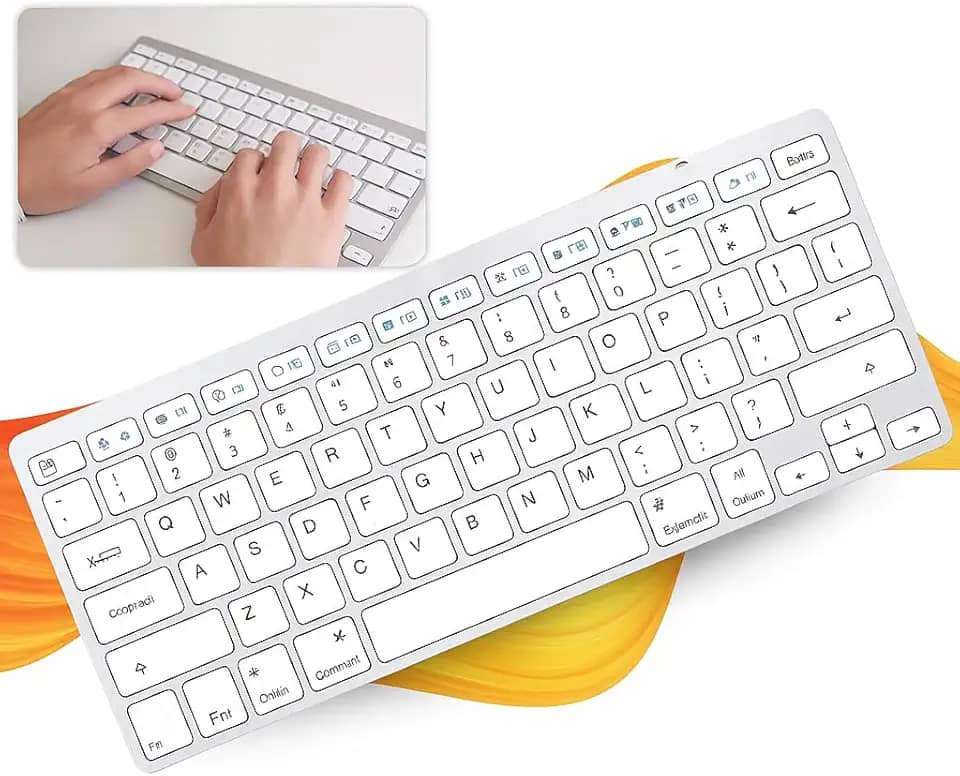 Teclado Bluetooth Ultra Fino Sem Fio – Com Tecla Ç e Command, Compatível com Notebook, Tablet, PC e Celular