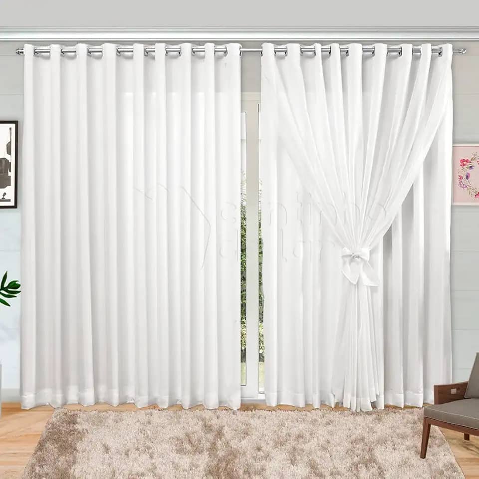 Cortina de Voil com Forro Microfibra 6,00m x 2,70m - Branco