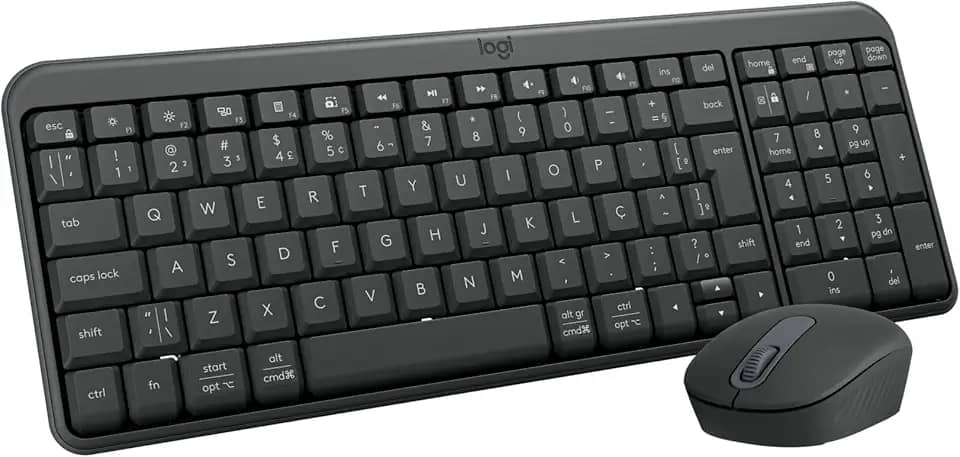 Combo Teclado e Mouse Sem Fio Logitech MK250 Bluetooth com Conectividade Rápida e Fácil, Design Compacto, Mouse Ambidestro, Layout ABNT2, Construção Durável, Compatível com PC e Mac - Grafite