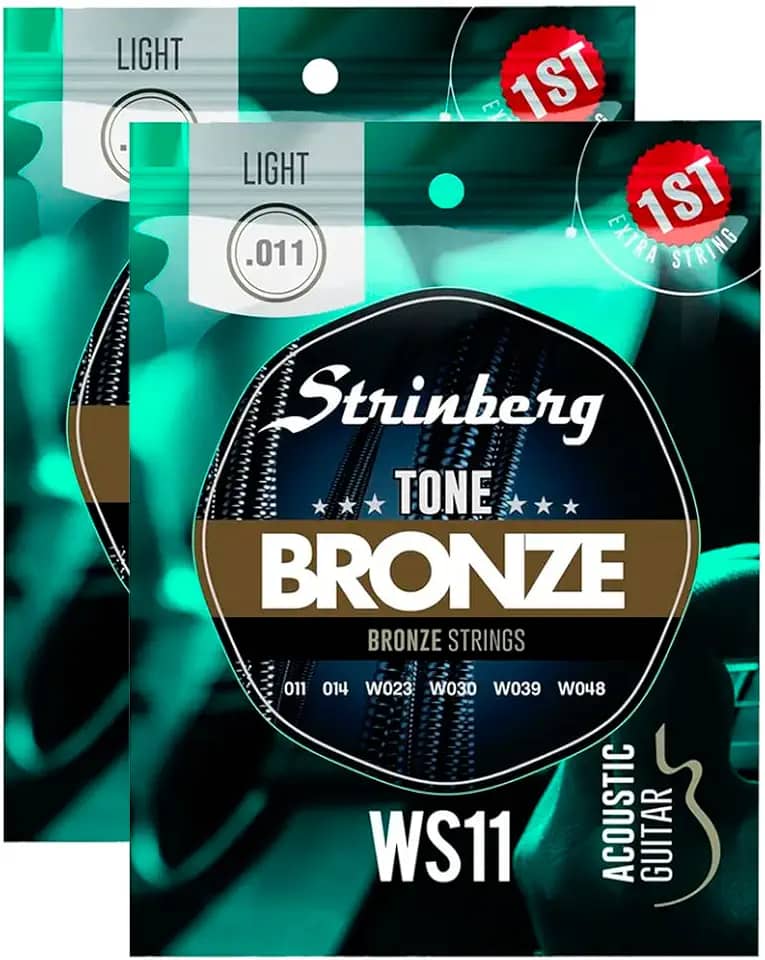 Pacote Com 02 Jogos De Cordas Para Violão Aço Folk 011 Strinberg WS11