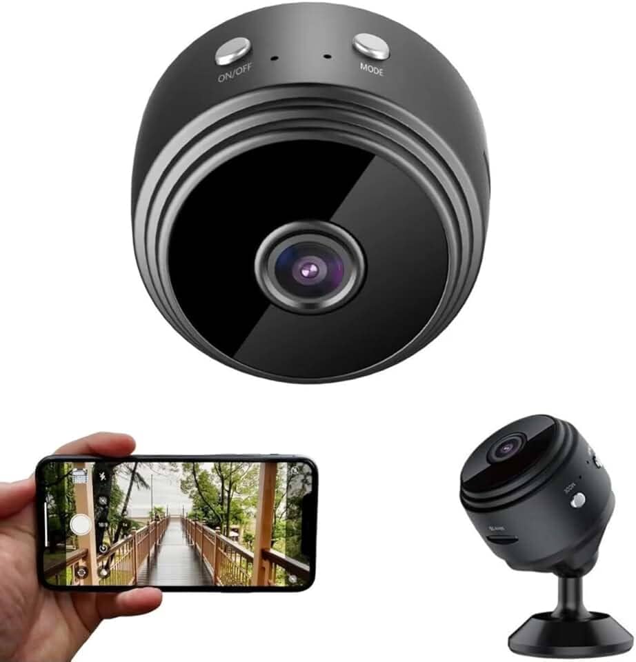 Mini Câmera Espiã WiFi 1080p De Segurança Magnética Sem Fio Casa Inteligente Bateria 150mAh De emergencia Suporta Cartão 128GB Base 360° Acessórios e Carregador USB