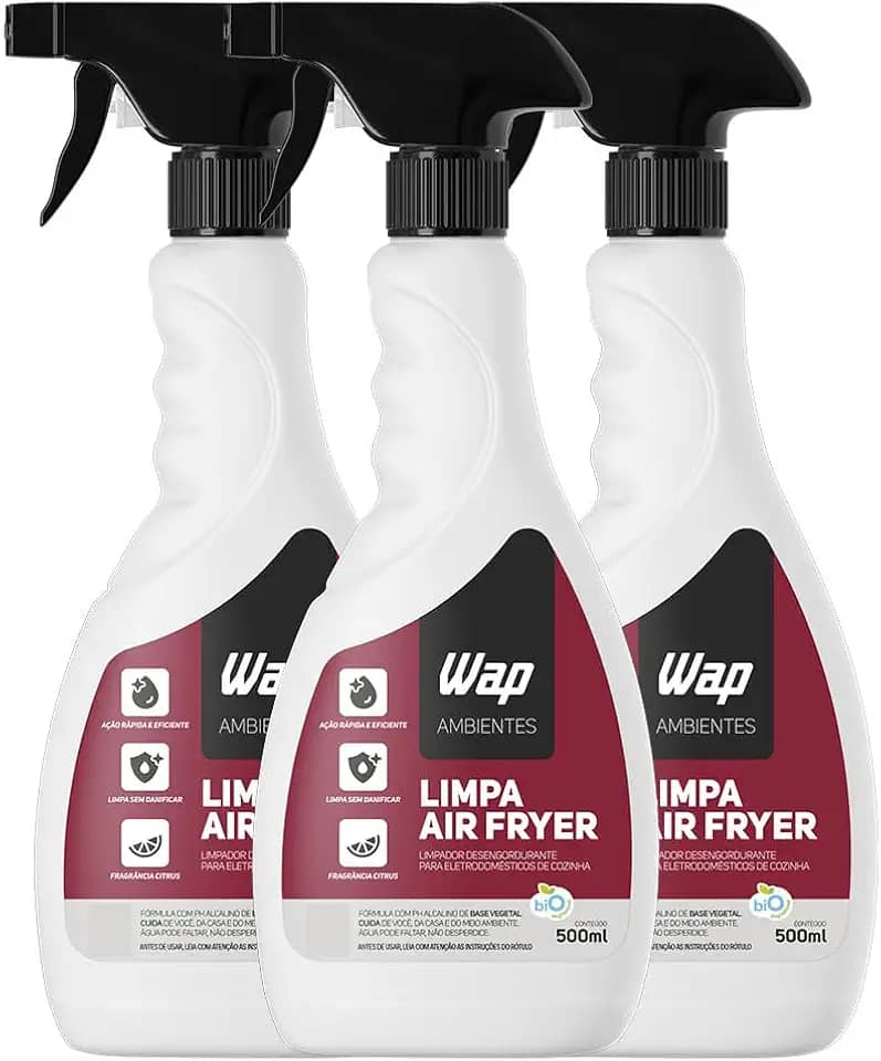 Kit 3 Limpa Air Fryer Limpa Utensílios Cozinha Fogão Eletrodoméstico Gordura Impregnada Biodegradável Citrus 500ml - Wap