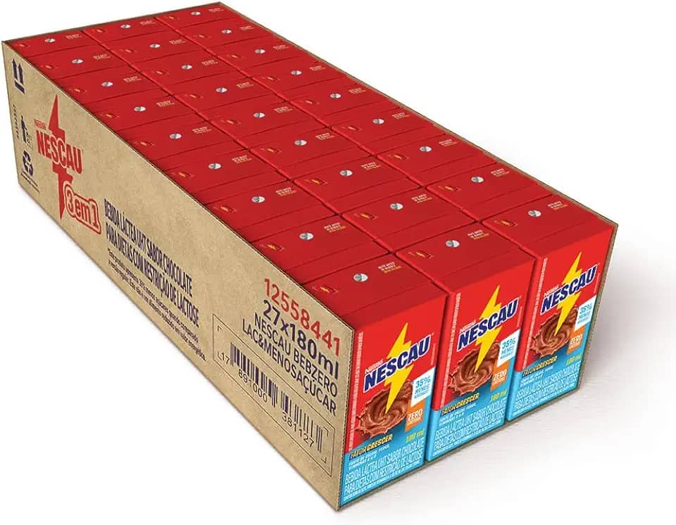 Nescau Bebida Láctea UHT Chocolate Zero Lactose 180Ml - 27 unidades
