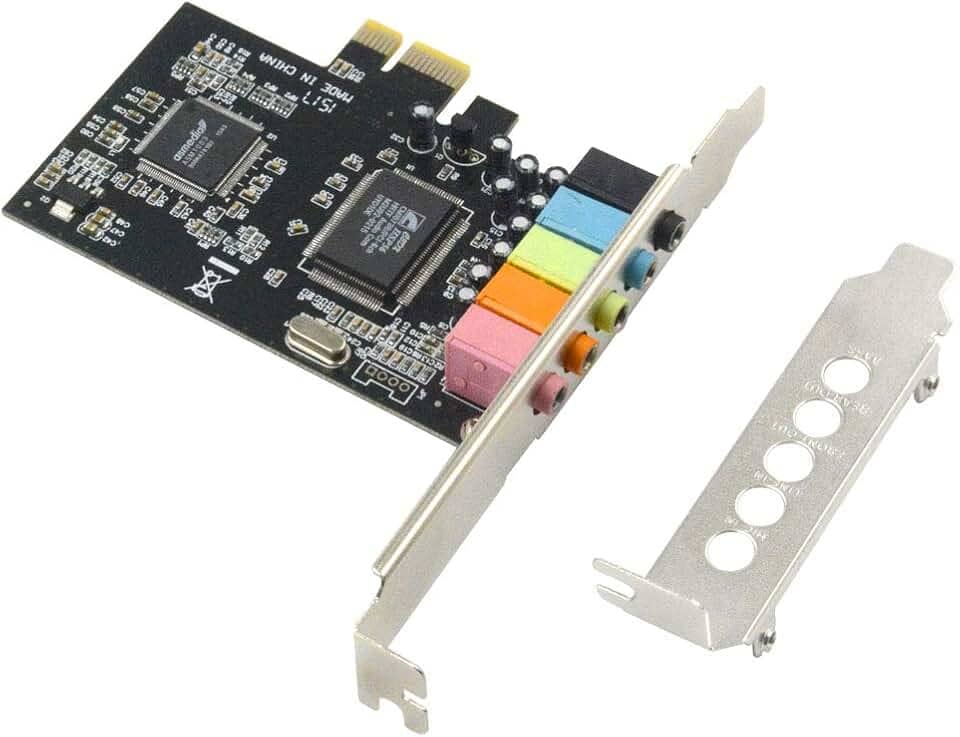Placa de som PCIe 5.1 interna para PC Windows 8 7 com suporte de perfil baixo, placa de áudio PCI-e estéreo 3D, chip CMI8738 de 32/64 bits, adaptador PCI Express