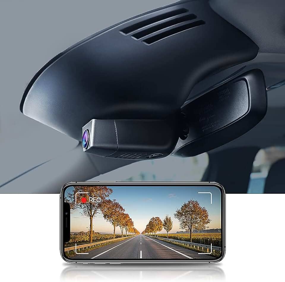 Fitcamx Câmera frontal 2K + traseira 1080p para Volvo XC90 2023-2026 plug-in híbrido B5 B6 T8 (modelo B), estilo OEM, vídeo HD duplo, Wi-Fi e aplicativo, gravação em loop, sensor G, fácil de usar