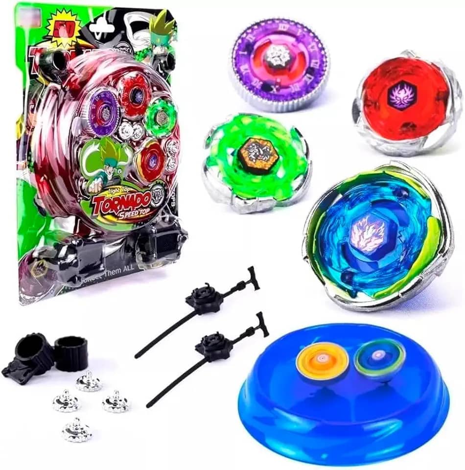 Kit Pião de Metal Battle com Arena 20cm, 2 piões, 2 Lançadores