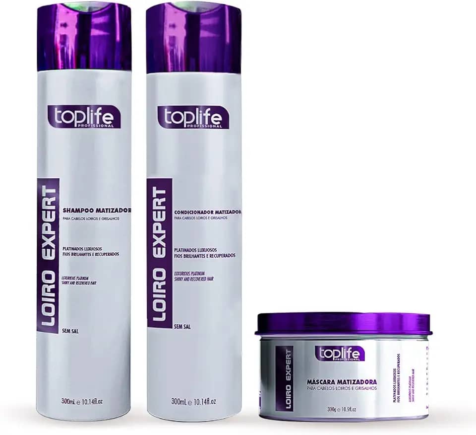 Kit Linha Matizador Loiro Expert Toplife Profissional Loiros e Grisalhos