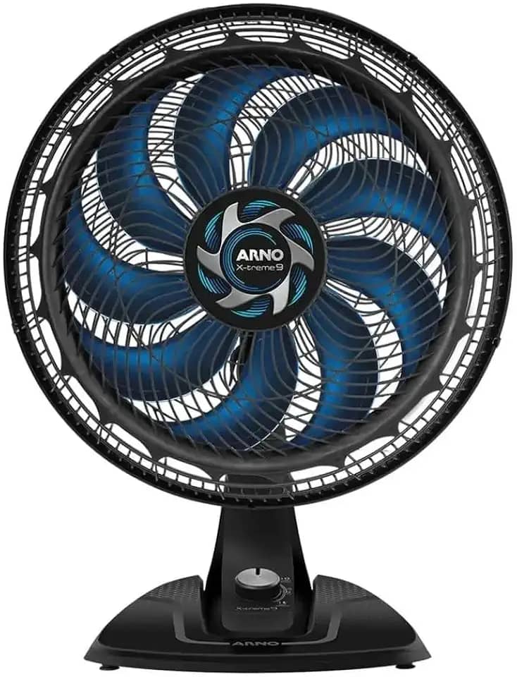 Ventilador de Mesa Arno X-TREME 9 40cm VE90, 160W, 9 Pás, 3 Velocidades, Oscilação 80º, Power Zone, Modo Sono Tranquilo, 110V
