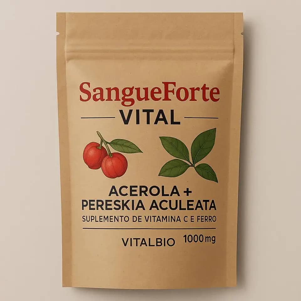 SangueForte Vital, Cápsulas Vegetais, 1000mg, Vitamina C e Ferro, Suplemento Natural Vegano, Prevenção de Anemia e Fortalecimento do Sistema Imunológico