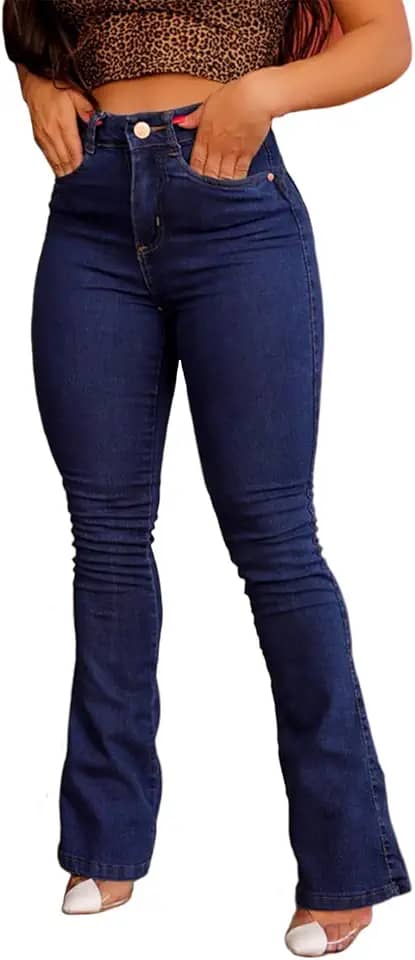 Calça Jeans Cintura Aalta Flare com Lycra