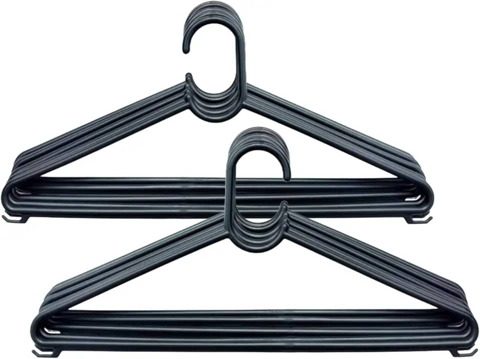 Kit com 50 Cabides Reforçado Adulto para Roupa Calça Camiseta Casaco Blusa Cor Preto