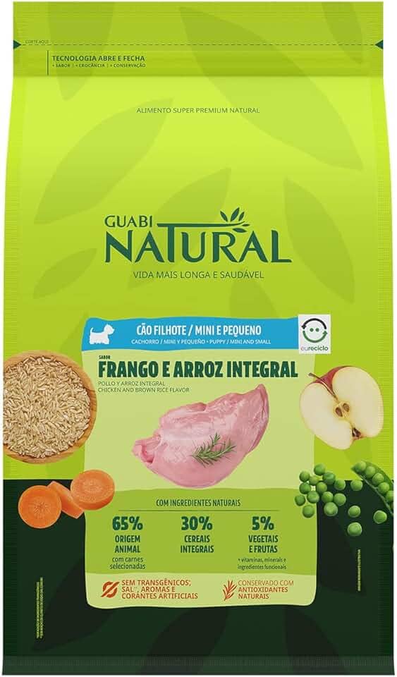 Guabi Natural Ração Cães Filhotes Raças Mini E Pequenas Frango E Arroz Integral 2 5Kg