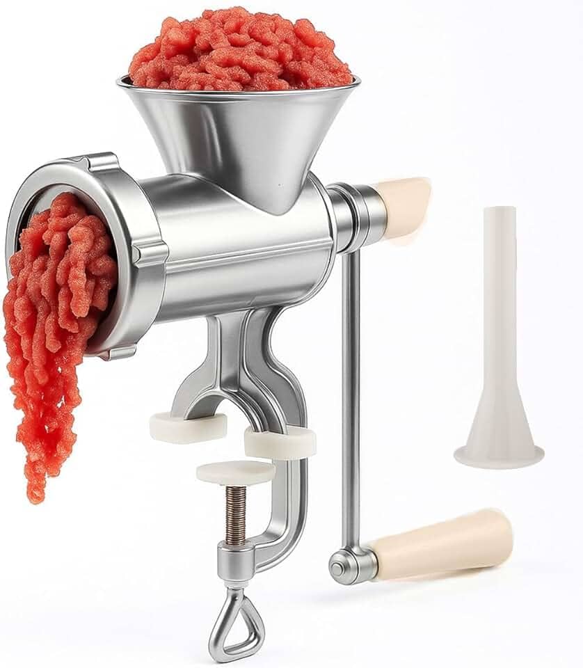 Moedor de Carne Manual Modelo N10, Alumínio Resistente, Profissional, com Funil para Encher Linguiça, Triturador de Carnes