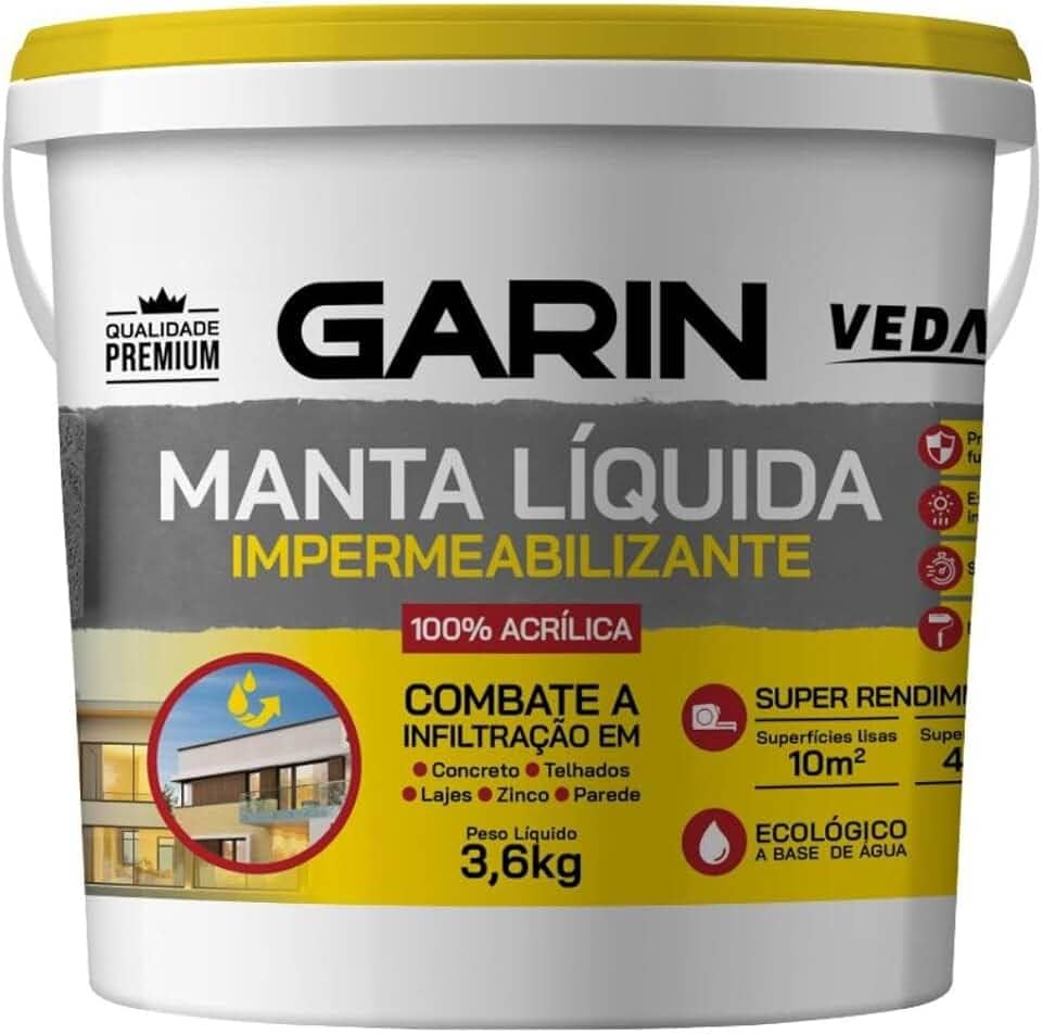 Manta Líquida Emborrachada Impermeabilizante Telhados Concreto Infiltração Profissional 3,6kg (CERAMICA)