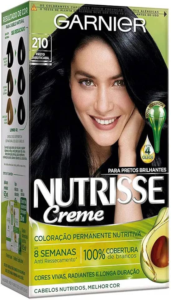 Coloração Nutrisse Creme Coloração 210 Preto Jabuticaba, Garnier, Cor 210/Café Azulado
