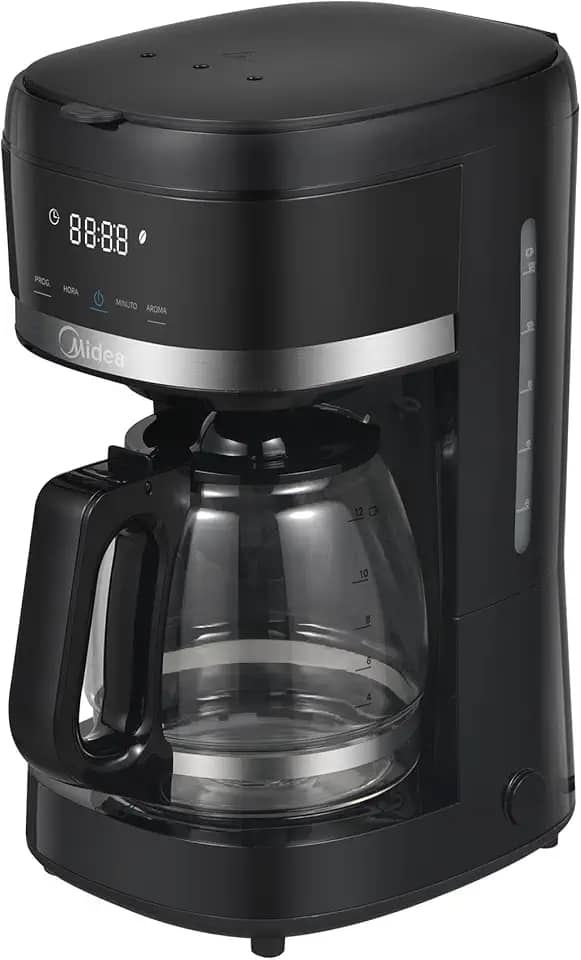 Cafeteira Elétrica Midea 1,5L com Delay Brew, Desligamento Automático e Aroma Boost – Design em Aço Inoxidável, Aquecimento Rápido de 1000W, 110V, CMD15P1