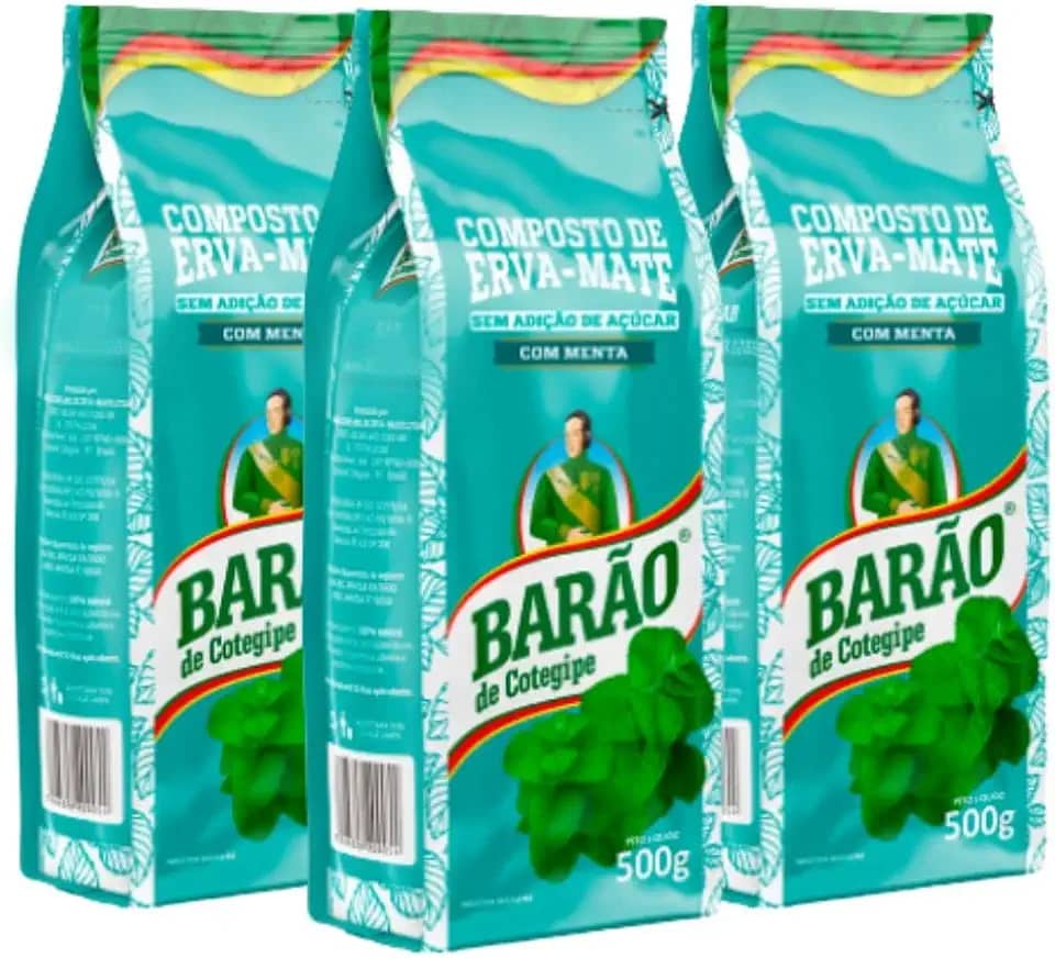 Kit Com 3 Erva Mate Chimarrão Composto Menta Hortelã Barão 1,5 kg