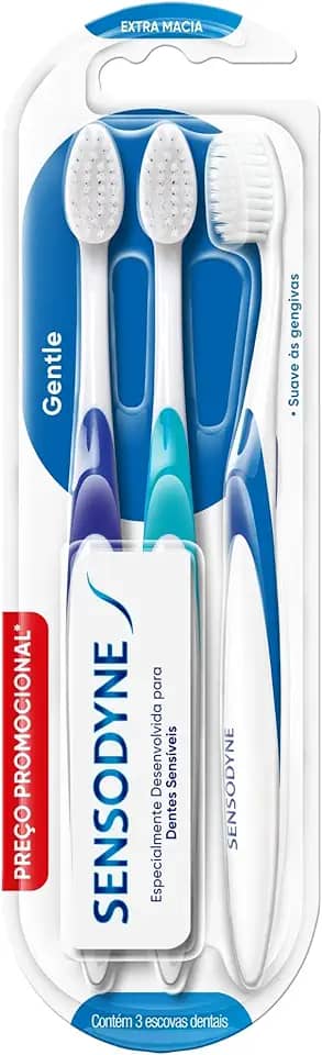 Sensodyne Escova de Dente Extra Macia, Gentle, para Dentes Sensíveis, 3 unidades