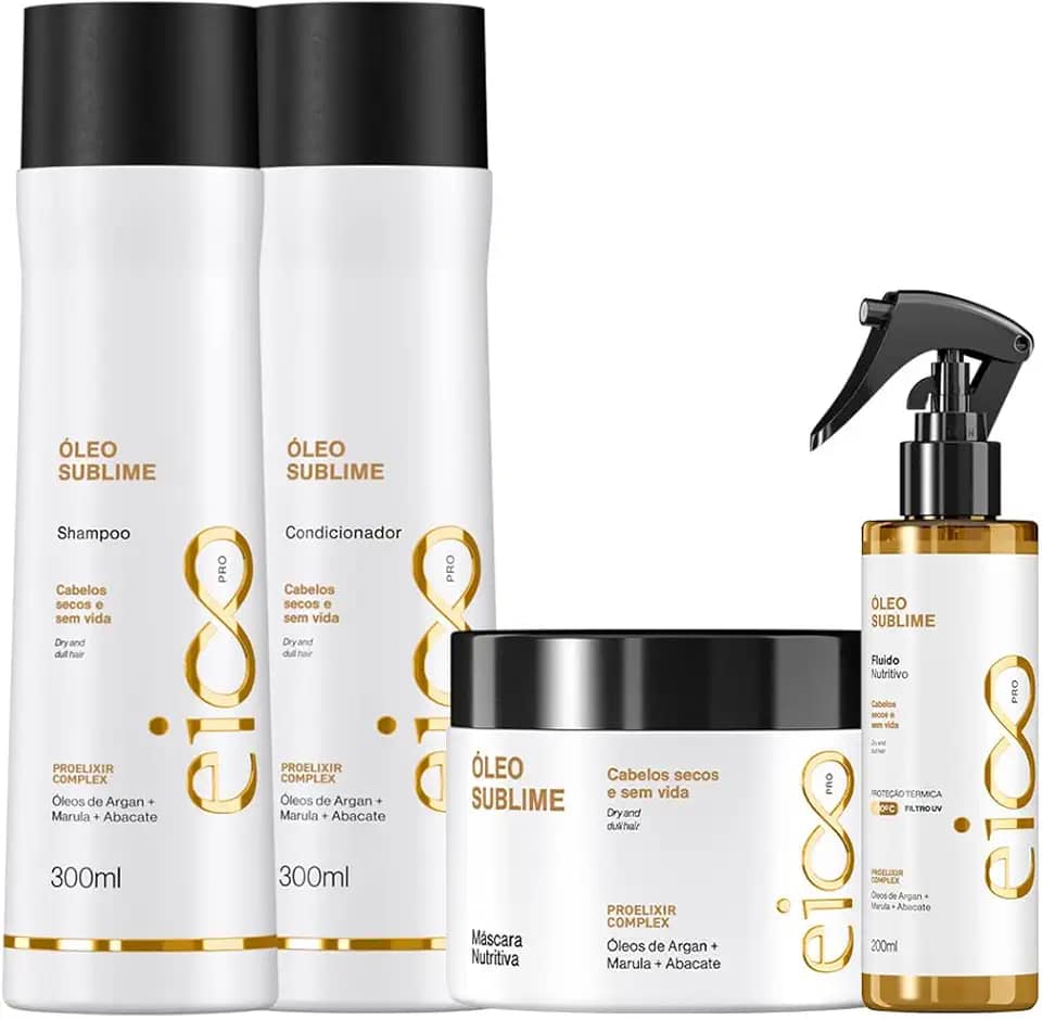 Eico-Pro Óleo Sublime Reparador Shampoo Condicionador 300ml Máscara Nutrição 300g Spray Leave-in Protetor Térmico