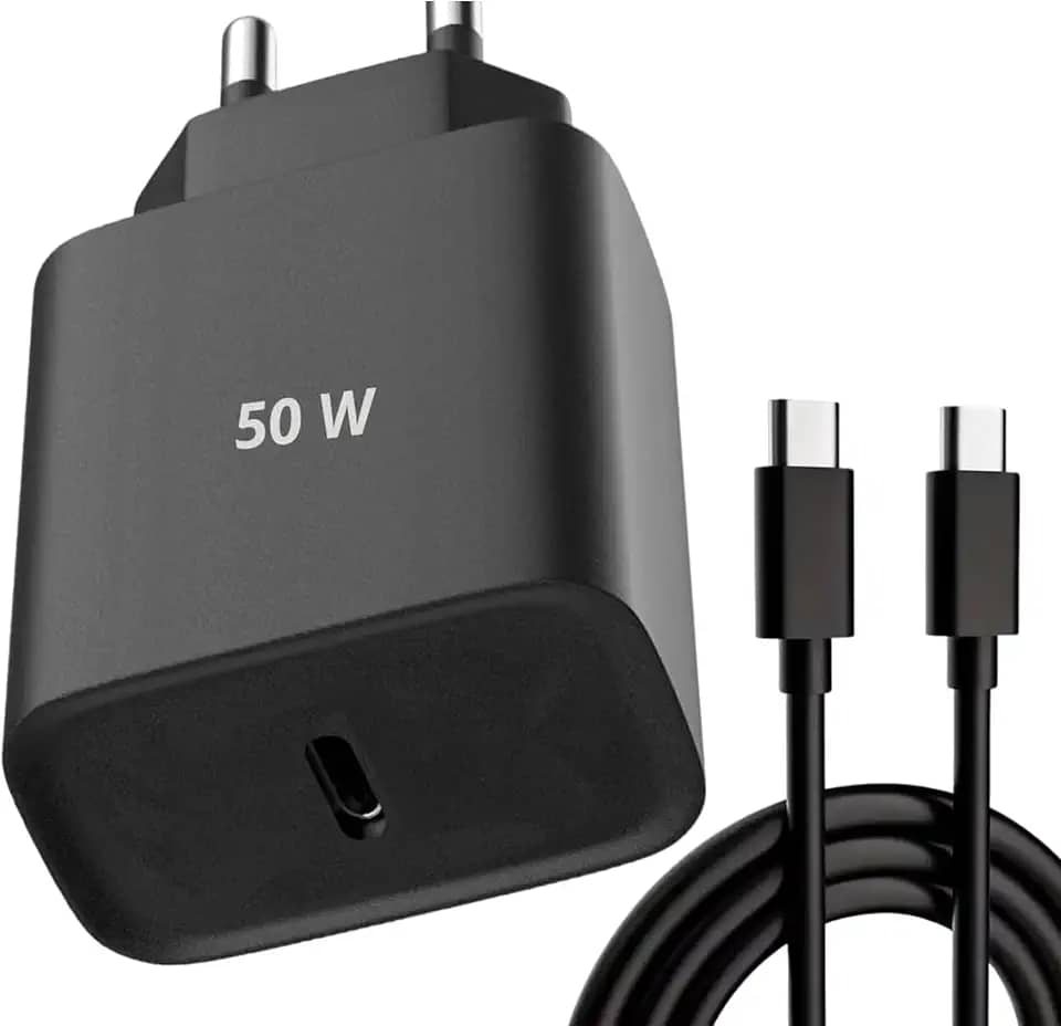 Carregador Super Turbo 50W Ultra Rápido USB-C E Cabo USB Tipo C de 1m - Compatível com Celulares Samsung Motorola iPhone 15 Tablets e Notebooks – Homologado Anatel Alta Performance e Segurança