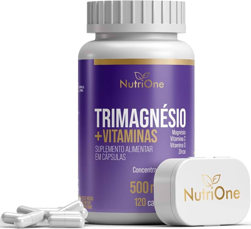 Trimagnésio (Malato, Taurato, Quelato) + Zinco, Vitaminas C e D - 120 Cápsulas - Nutrione