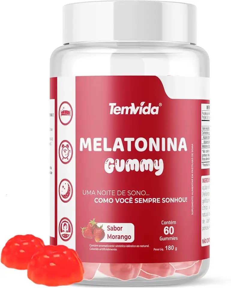 Melatonina Gummy Rapida absorção 0,21mg 60 Gomas Tem Vida