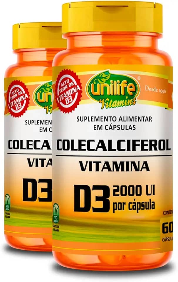 Kit 2 Vitamina D Colecalciferol 60 cápsulas Unilife