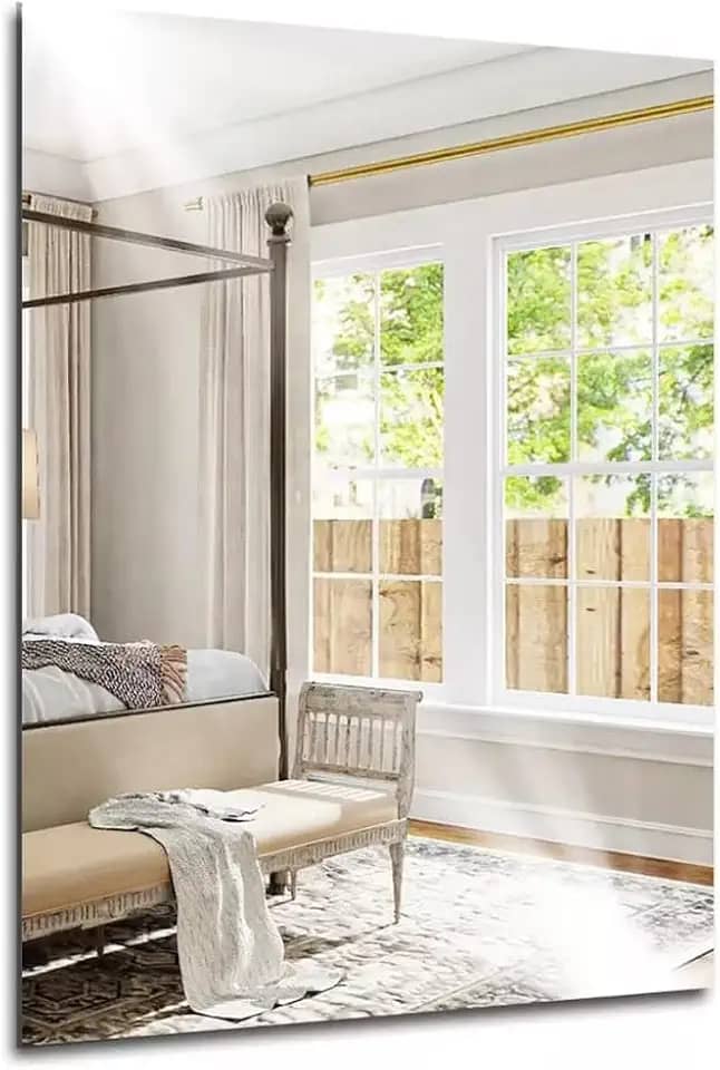 Espelho Decorativo Retangular 60X40cm Ladipado 4mm de Espessura com KIT Instalação para Parede Sala Quarto e Banheiro