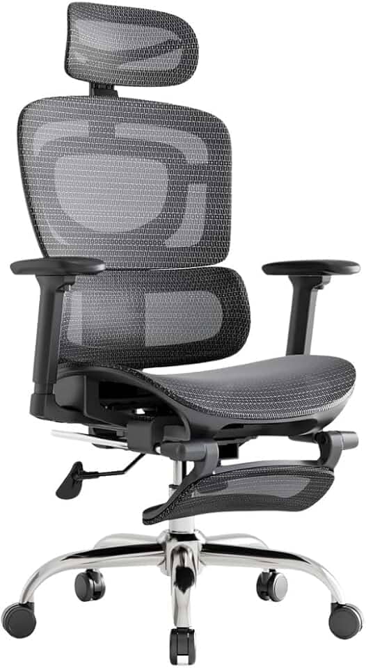 Cadeira De Escritório Ergonômica Mônaco Bt07 Luvinco Malha Respirável Com Suporte Lombar Adaptável Apoio Para Pés Retrátil Encosto Ajustável Seis Posições Suporta 200kg