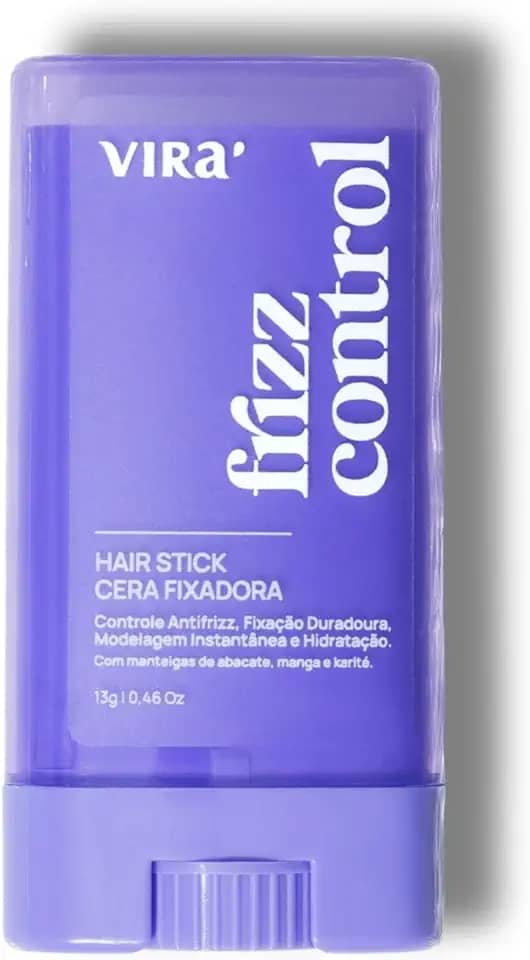 Modelador de Cabelo em Bastão Frizz Control Virá 13g | Cera Finalizadora Antifrizz para Alinhar Baby Hair, Coques e Penteados | Textura Leve e Efeito Natural