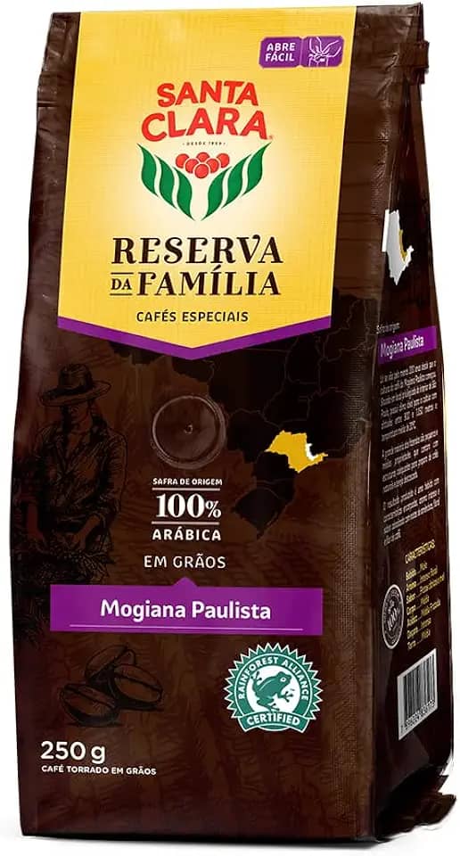 Café Torrado em Grãos Santa Clara Reserva da Familia Mogiana Paulista 250g