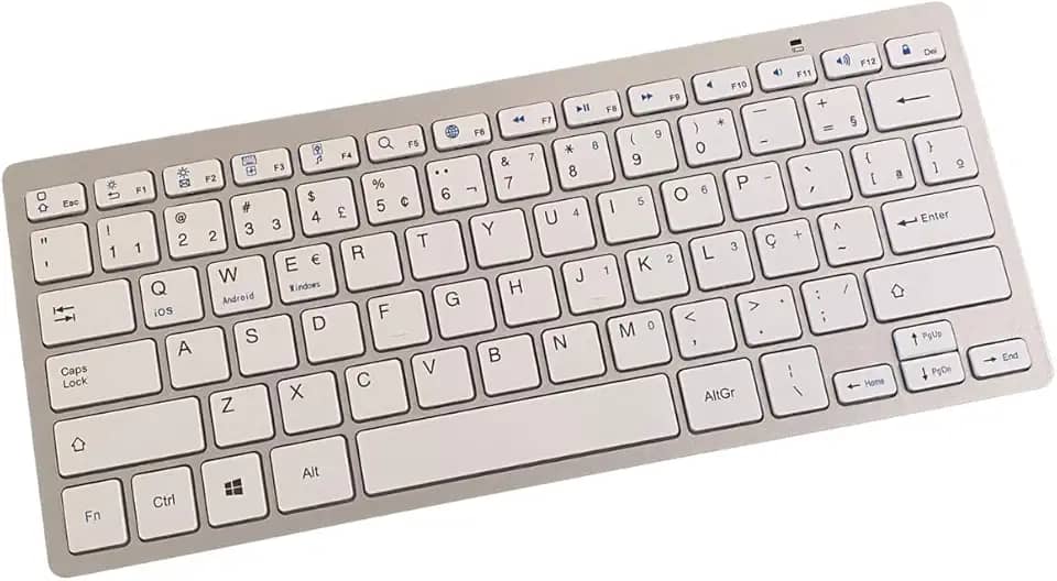 Teclado Bluetooth ABNT2 Ultra Fino Sem Fio – Com Tecla Ç e Command, Compatível com Notebook, Tablet, PC e Celular