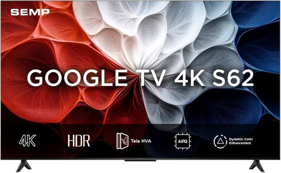 Smart TV Semp 43 Polegadas LED HVA 4K S62 WiFi Bluetooth Google TV 3 HDMI HDR10+ Dolby Audio 43S62