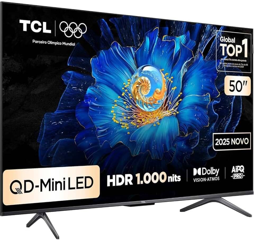 Smart TV TCL 50 Polegadas QLED Mini LED 4K C6KS WiFi Bluetooth Google TV HDR10+ Dolby Atmos 50C6KS
