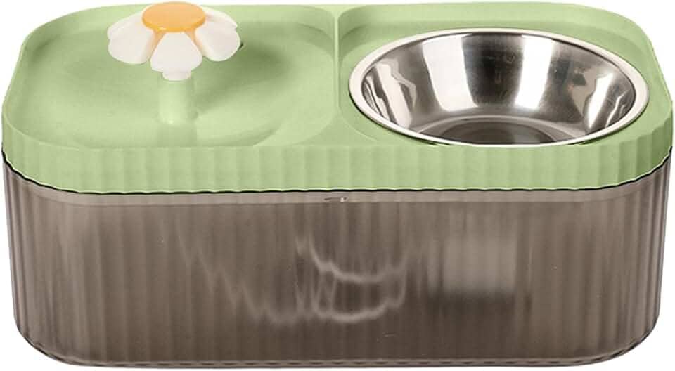 Água para Gatos, Bebedouro 2 em 1 aço inoxidável com dispensador água e comedouro, 3L, para animais de estimação