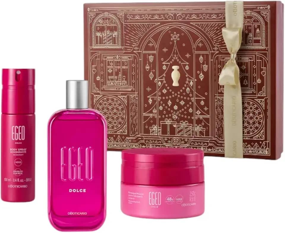 O Boticário Kit Natal 2024 Egeo Dolce - Colônia 90 ml, Hidratante Corporal 250 gr, Body Spray 100 ml