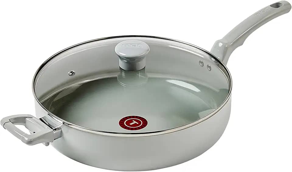 Frigideira Funda 30cm Tefal Refresh Ceramic Cinza Perfeita Para Receitas de Alta Capacidade com Revestimento Cerâmico, Thermo-Sinal®, Alça lateral e Alta Espessura