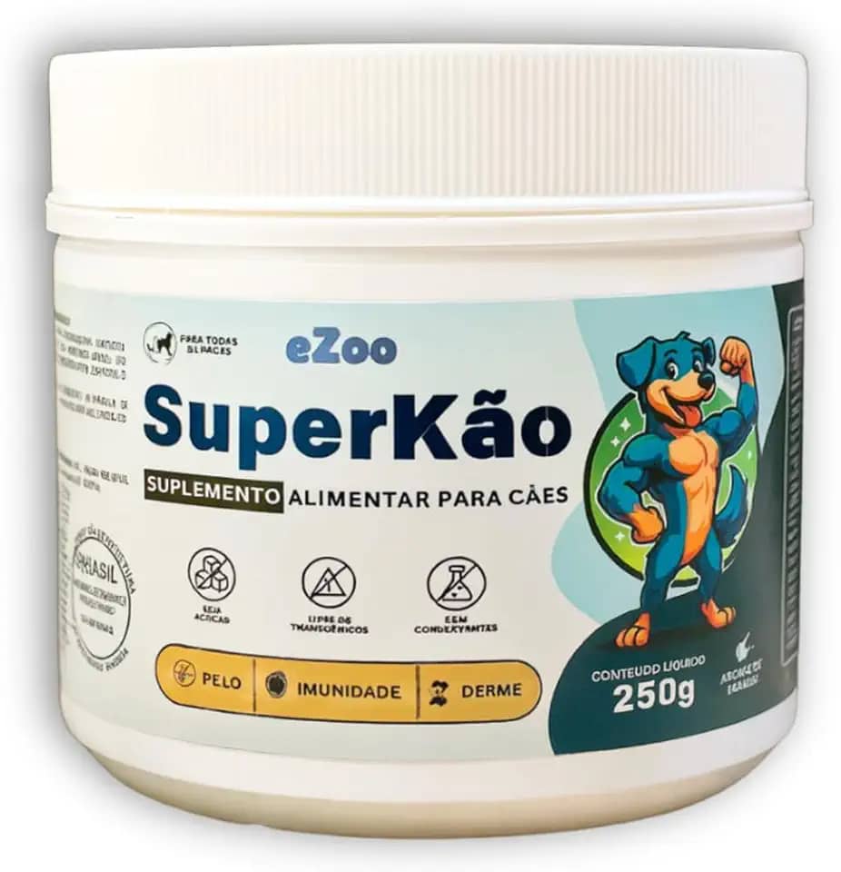 SuperKao Suplemento Alimentar Premium para Cães 250g com Vitaminas, Minerais e Probióticos Pelos Imunidade Derme
