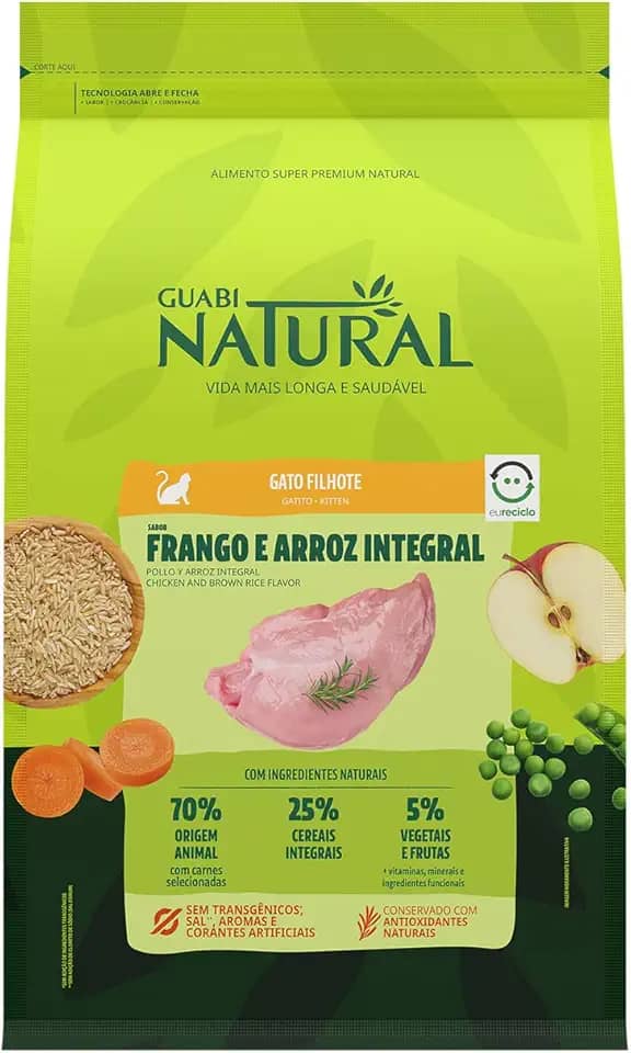 GUABI NATURAL GATO FILHOTE FRANGO E ARROZ 1,5kg