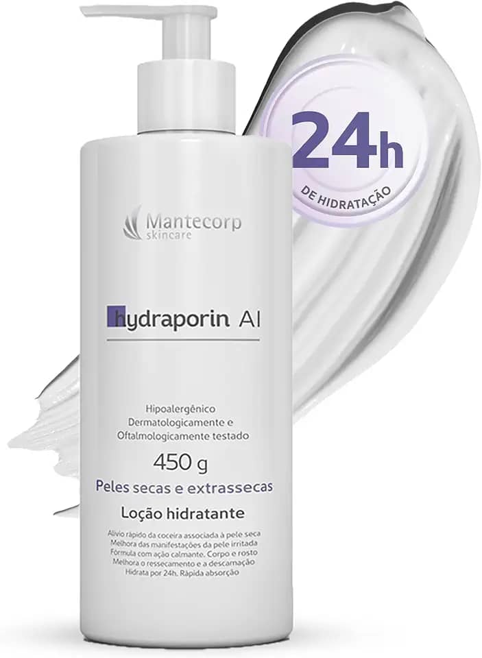Hidratante Corporal Hydraporin - 450ml - Hidratação e Nutrição - Para Peles Secas - Fórmula de Longa Duração e Rápida Absorção - Mantecorp