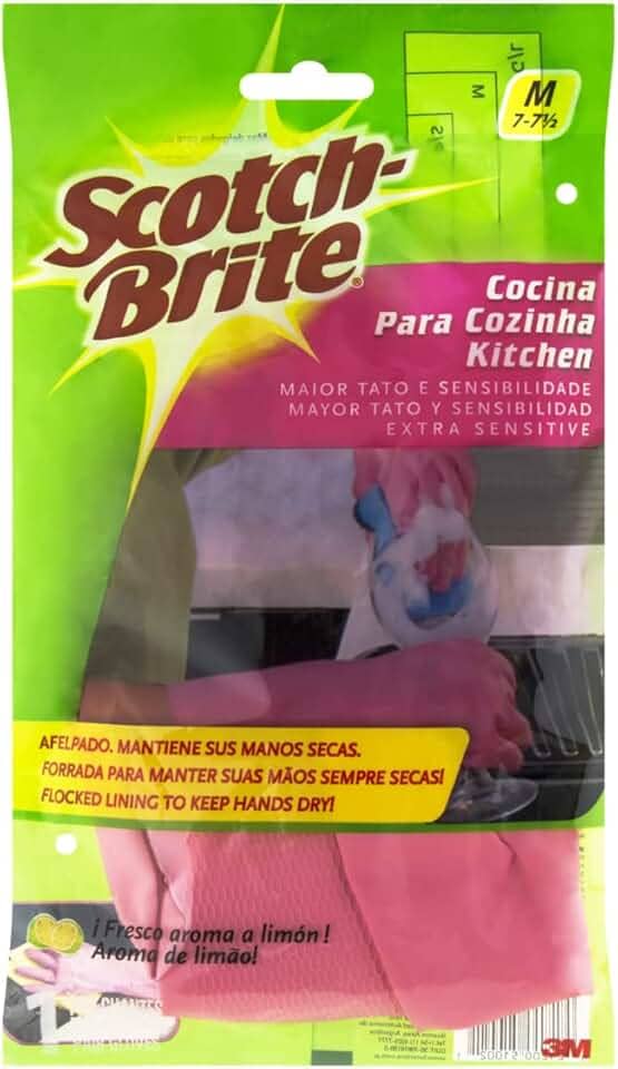 3M, Luva para Cozinha Scotch-Brite, Para Limpeza, Tamanho Médio, Rosa, 1 Par